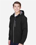 North End 88166 Men's Prospect Two-Layer Fleece Bonded Soft Shell Hooded Jacket - Black - model side