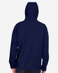 North End 88166 Men's Prospect Two-Layer Fleece Bonded Soft Shell Hooded Jacket - Classic Navy - model back