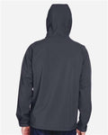 North End 88166 Men's Prospect Two-Layer Fleece Bonded Soft Shell Hooded Jacket - Fossil Grey - model back