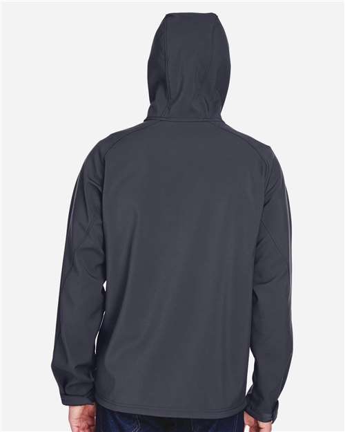 North End 88166 Men's Prospect Two-Layer Fleece Bonded Soft Shell Hooded Jacket - Fossil Grey - model back