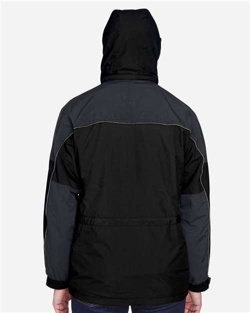 North End 88006 Men's 3-in-1 Two-Tone Parka - Black - model back