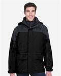 North End 88006 Men's 3-in-1 Two-Tone Parka - Black - model front