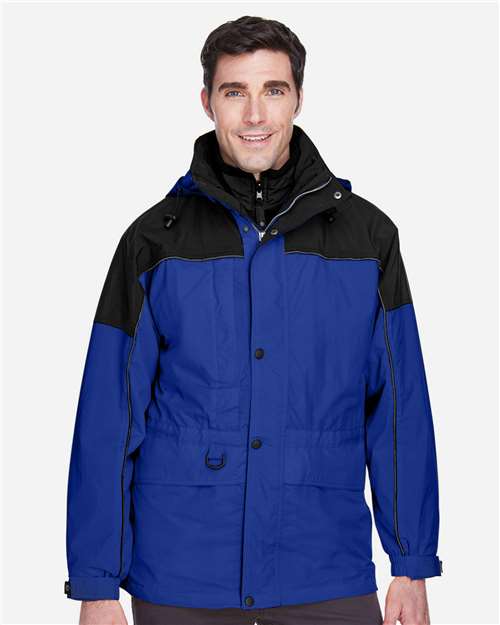 North End 88006 Men's 3-in-1 Two-Tone Parka - Royal Cobalt - model front