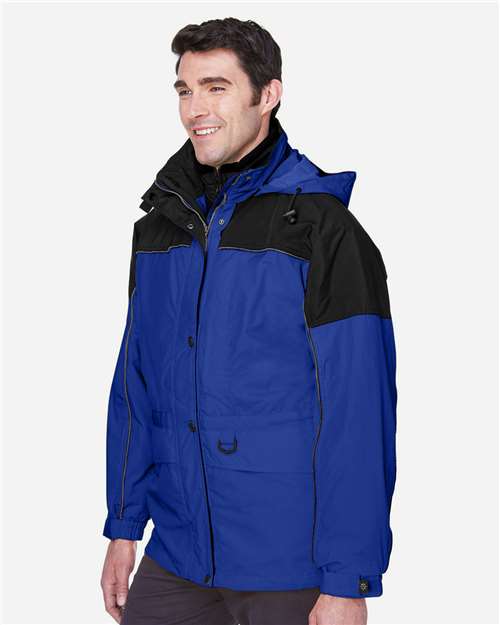 North End 88006 Men's 3-in-1 Two-Tone Parka - Royal Cobalt - model side
