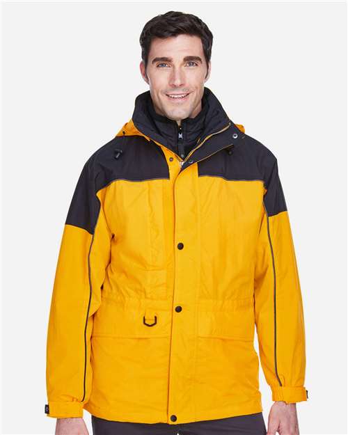 North End 88006 Men's 3-in-1 Two-Tone Parka - Sun Ray - model front