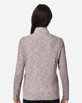 North End NE415W Women's Eclipse Jacquard Quarter-Zip Pullover - Burgundy Heather - model back