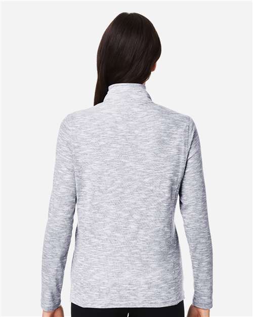 North End NE415W Women's Eclipse Jacquard Quarter-Zip Pullover - Platinum Heather - model back
