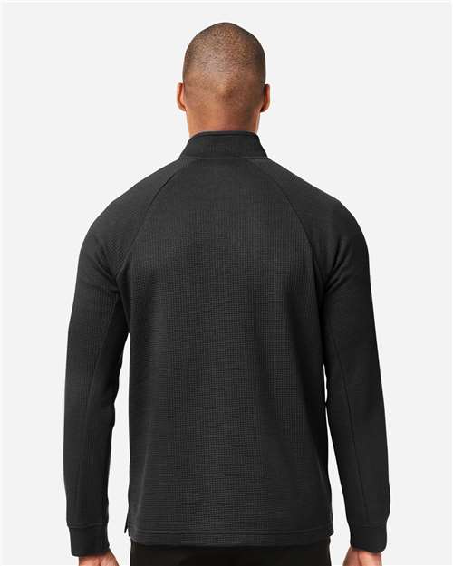 North End NE200 Men's Rhythm Waffle Quarter-Zip Pullover - Black - model back