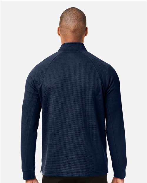 North End NE200 Men's Rhythm Waffle Quarter-Zip Pullover - Classic Navy - model back