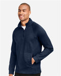 North End NE200 Men's Rhythm Waffle Quarter-Zip Pullover - Classic Navy - model side