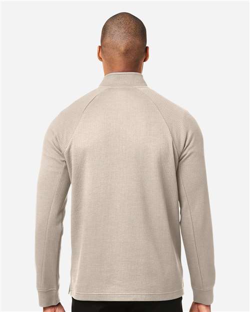 North End NE200 Men's Rhythm Waffle Quarter-Zip Pullover - Oatmeal - model back