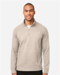North End NE200 Men's Rhythm Waffle Quarter-Zip Pullover - Oatmeal - model front