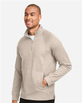 North End NE200 Men's Rhythm Waffle Quarter-Zip Pullover - Oatmeal - model side
