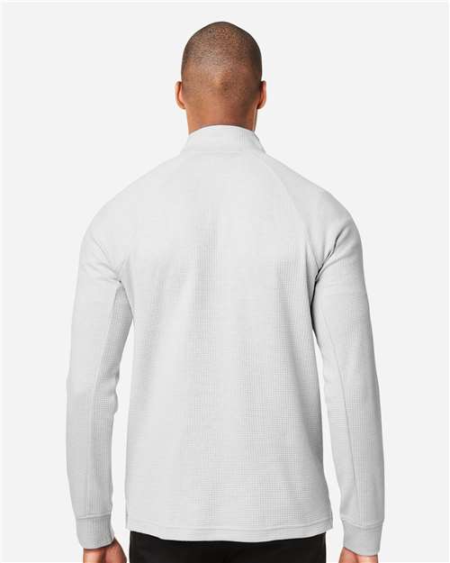 North End NE200 Men's Rhythm Waffle Quarter-Zip Pullover - Platinum - model back