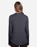 North End NE400W Women's JAQ Stretch Performance V-Neck Snap Pullover - Carbon - model back