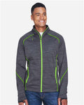 North End 88697 Men's Flux Mélange Bonded Fleece Jacket - Carbon/ Acid Green - model front