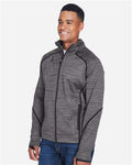 North End 88697 Men's Flux Mélange Bonded Fleece Jacket - Carbon/ Black - model side