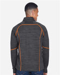 North End 88697 Men's Flux Mélange Bonded Fleece Jacket - Carbon/ Orange Soda - model back