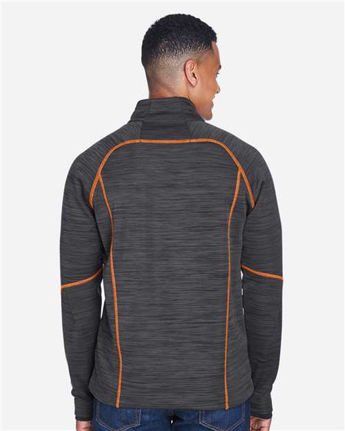 North End 88697 Men's Flux Mélange Bonded Fleece Jacket - Carbon/ Orange Soda - model back