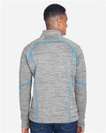North End 88697 Men's Flux Mélange Bonded Fleece Jacket - Platinum/ Olympic Blue - model back
