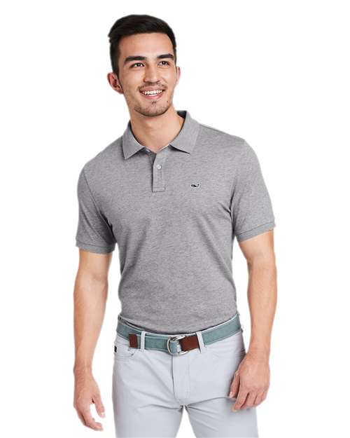 vineyard vines G011147 Men's Edgartown Pique Polo - Barracuda - model front