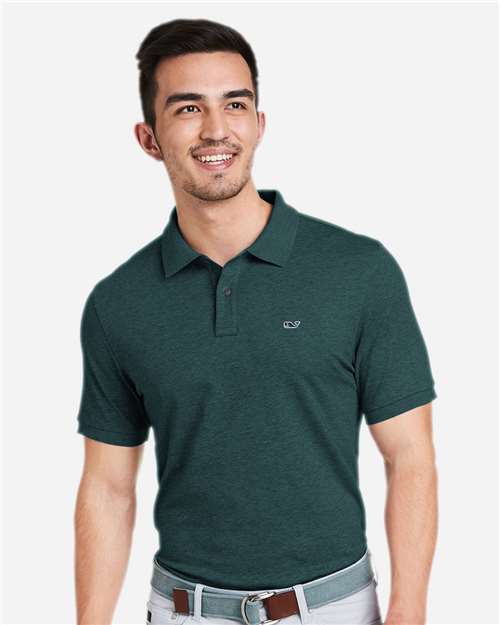 vineyard vines G011147 Men's Edgartown Pique Polo - Charleston Green - model front