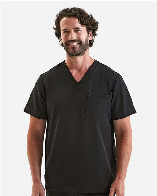 Onna NN200 Men's Limitless V-Neck Stretch Scrub Top - Black - model front