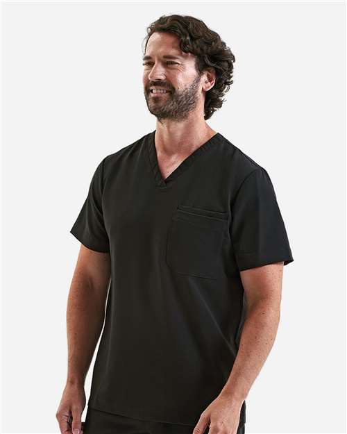 Onna NN200 Men's Limitless V-Neck Stretch Scrub Top - Black - model side