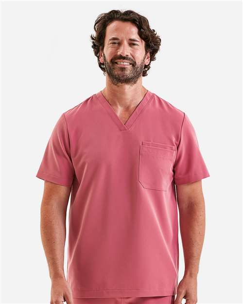 Onna NN200 Men's Limitless V-Neck Stretch Scrub Top - Calm Pink - model front