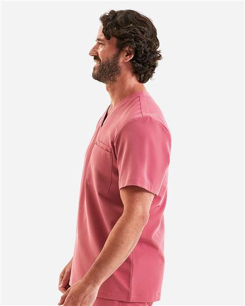 Onna NN200 Men's Limitless V-Neck Stretch Scrub Top - Calm Pink - model side