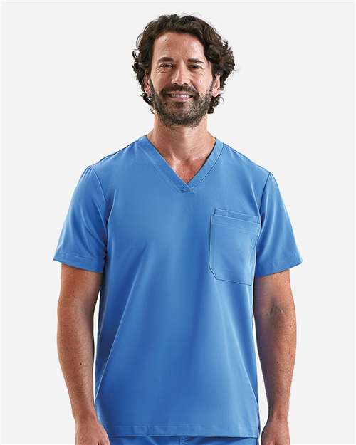 Onna NN200 Men's Limitless V-Neck Stretch Scrub Top - Ceil Blue - model front