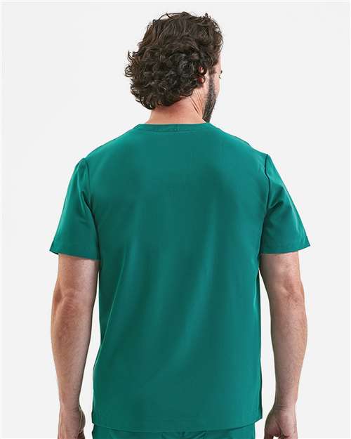 Onna NN200 Men's Limitless V-Neck Stretch Scrub Top - Clean Green - model back