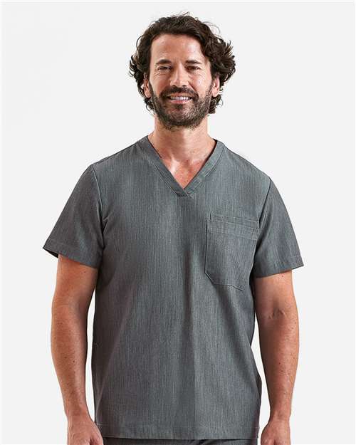 Onna NN200 Men's Limitless V-Neck Stretch Scrub Top - Dynamo Grey - model front