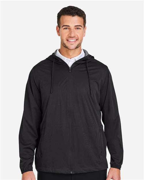 North End NE75 Men's Network Lightweight Jacket - Black Heather - model front