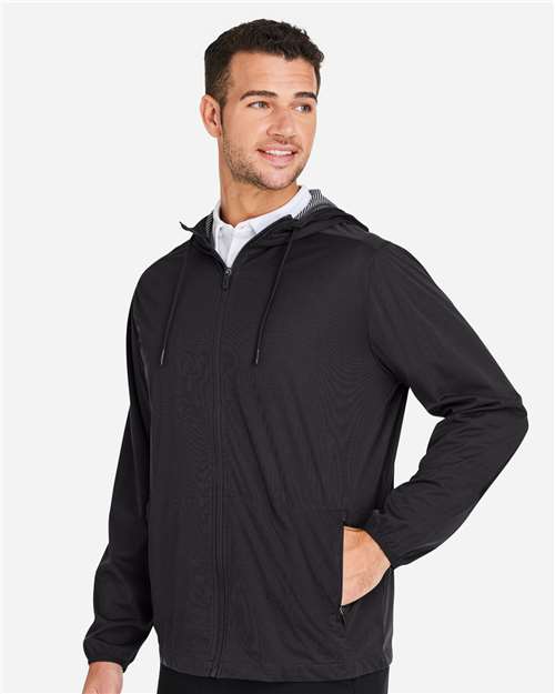 North End NE75 Men's Network Lightweight Jacket - Black Heather - model side