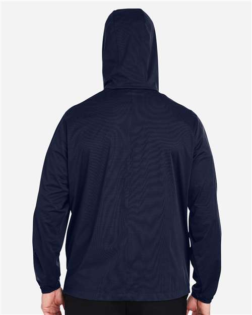 North End NE75 Men's Network Lightweight Jacket - Classic Navy Heather - model back