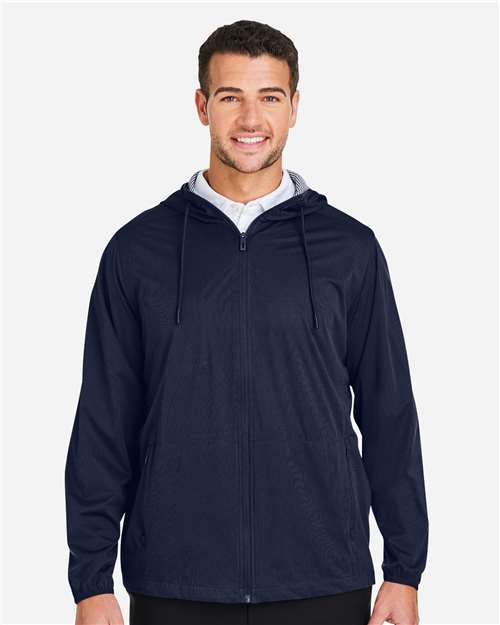 North End NE75 Men's Network Lightweight Jacket - Classic Navy Heather - model front