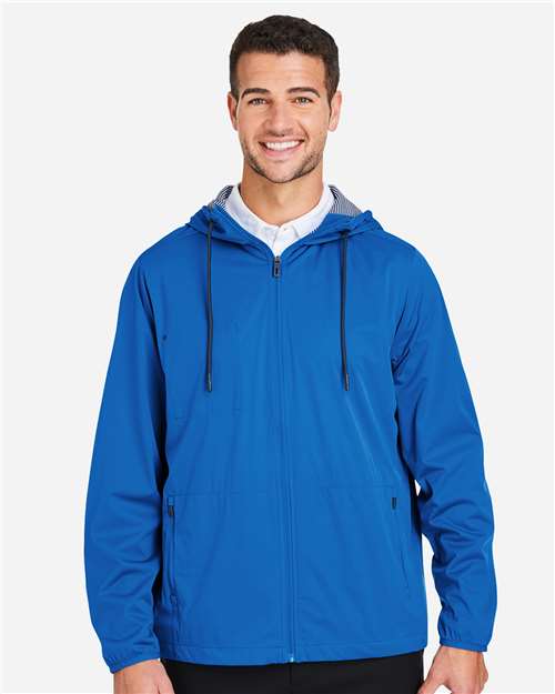 North End NE75 Men's Network Lightweight Jacket - Light Nautical Blue Heather - model front