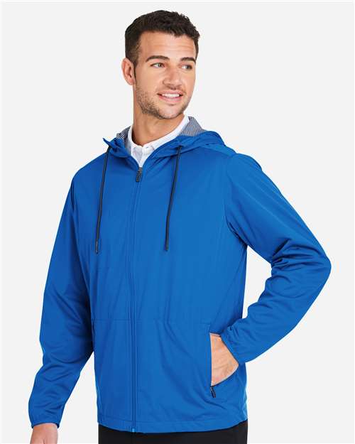 North End NE75 Men's Network Lightweight Jacket - Light Nautical Blue Heather - model side