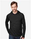North End NE105 Unisex JAQ Stretch Performance Hooded Long Sleeve T-Shirt - Black - model front
