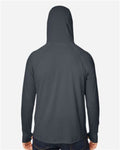 North End NE105 Unisex JAQ Stretch Performance Hooded Long Sleeve T-Shirt - Carbon - model back
