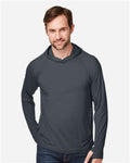 North End NE105 Unisex JAQ Stretch Performance Hooded Long Sleeve T-Shirt - Carbon - model front