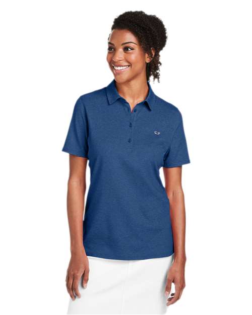 vineyard vines G001189 Women's Edgartown Pique Polo - Deep Bay - model front