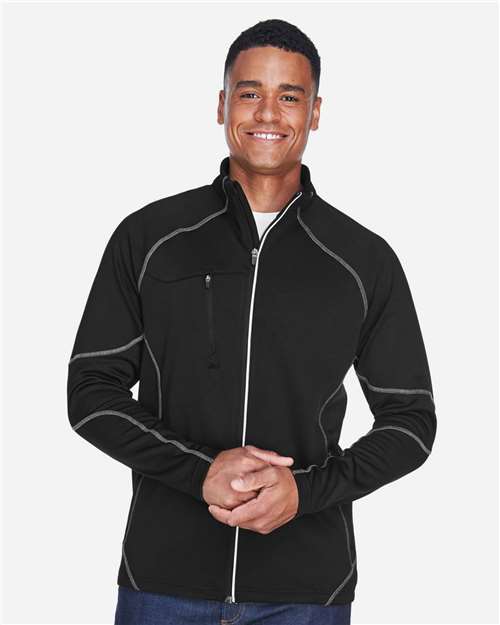 North End 88174 Men's Gravity Performance Fleece Jacket - Black - model front
