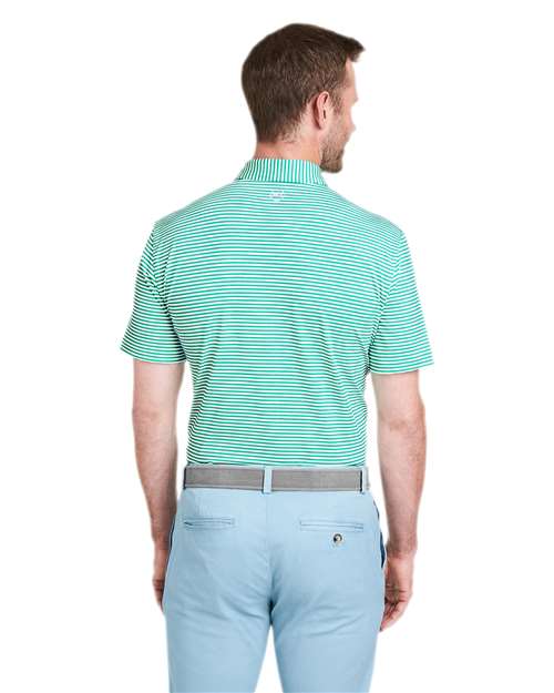 vineyard vines G011145 Men's Heathered Winstead Sankaty Polo - Antigua Green - model back