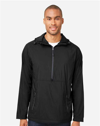 North End NE810 Men's Aura Lightweight Packable Anorak - Black/ Carbon - model front
