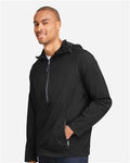North End NE810 Men's Aura Lightweight Packable Anorak - Black/ Carbon - model side
