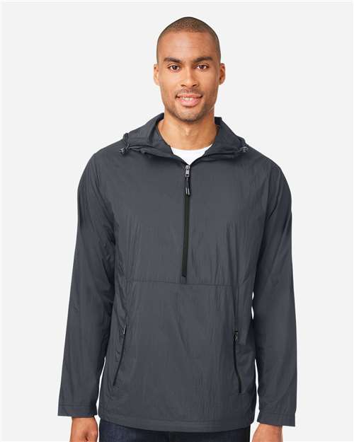 North End NE810 Men's Aura Lightweight Packable Anorak - Carbon/ Black - model front