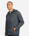 North End NE810 Men's Aura Lightweight Packable Anorak - Carbon/ Black - model side