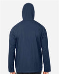 North End NE810 Men's Aura Lightweight Packable Anorak - Classic Navy/ Carbon - model back